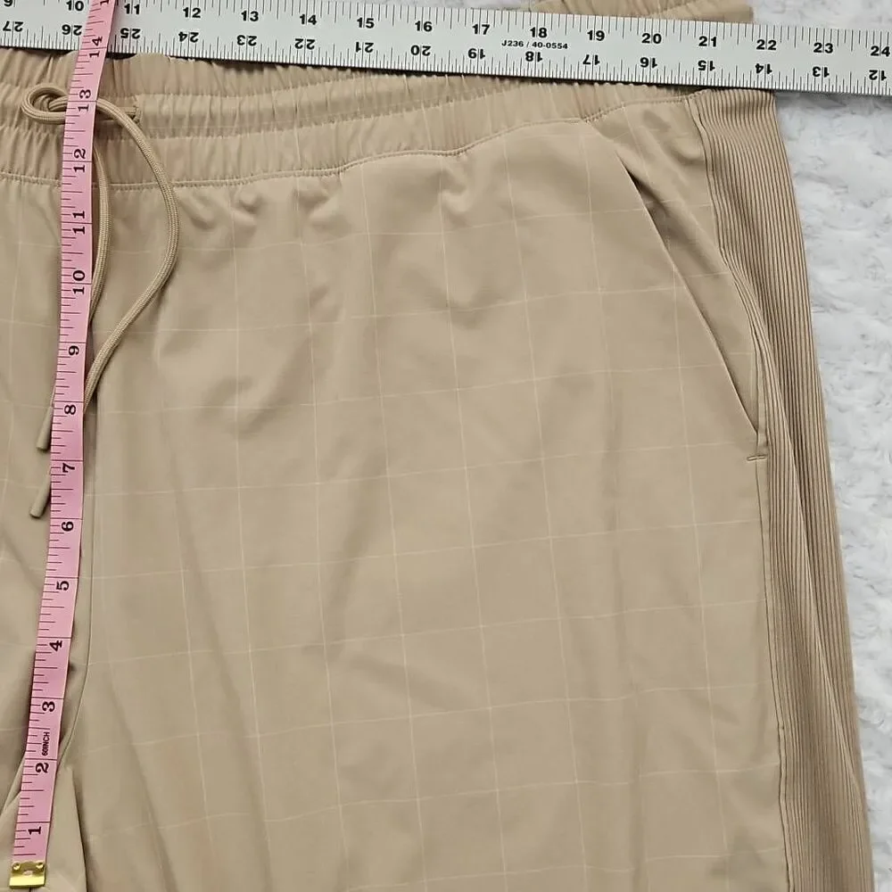 Athleta size 22 womens Brooklyn textured jogger lounge cream tan windowpane slit